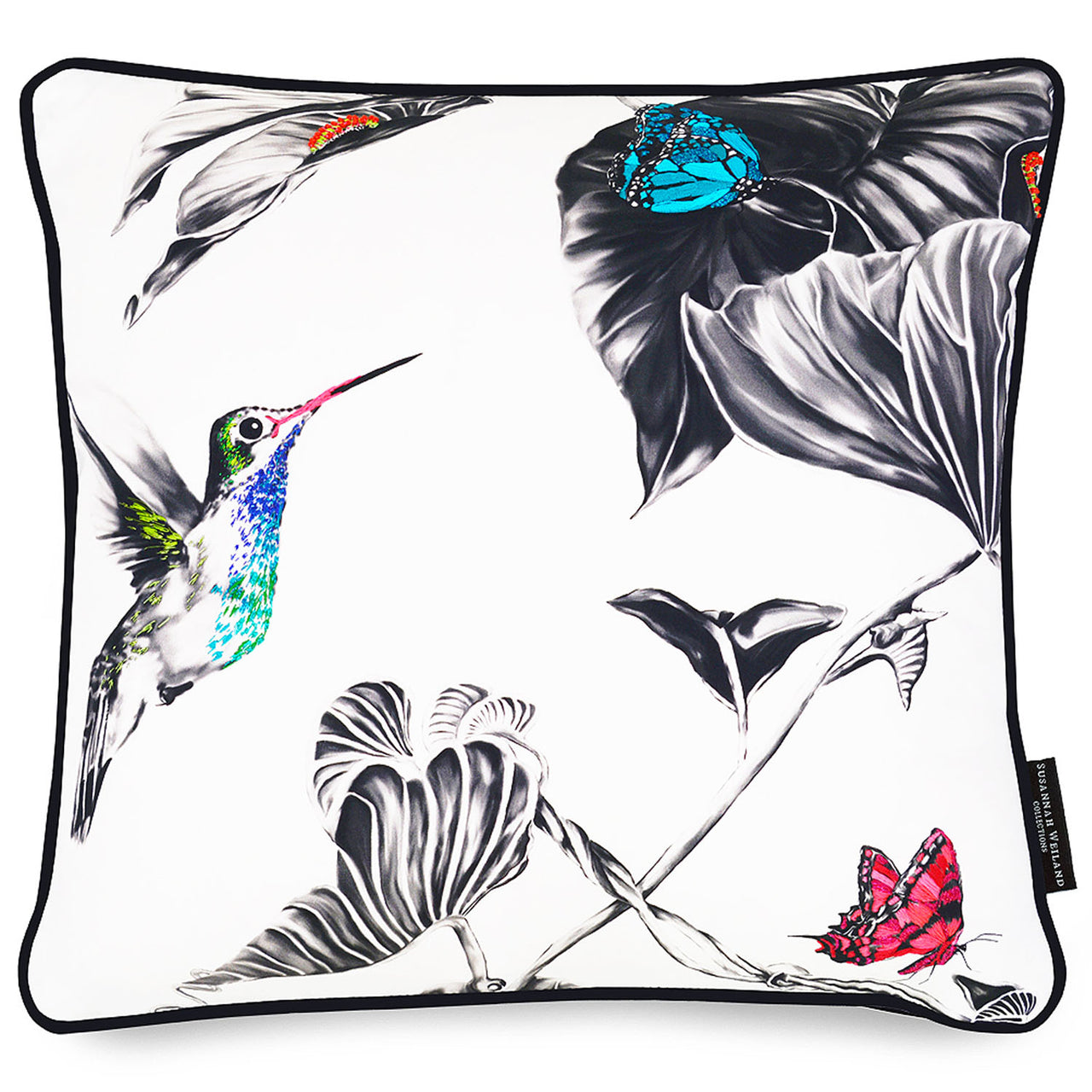 Hummingbird Hand Embroidered Cushion and Beaded Cushion - Henry