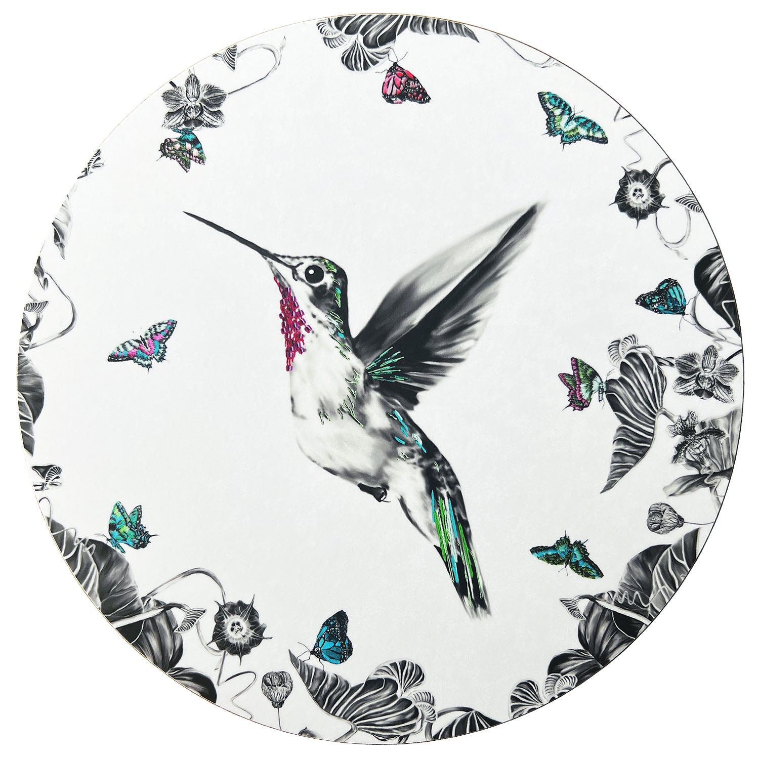 White hummingbird placemat.