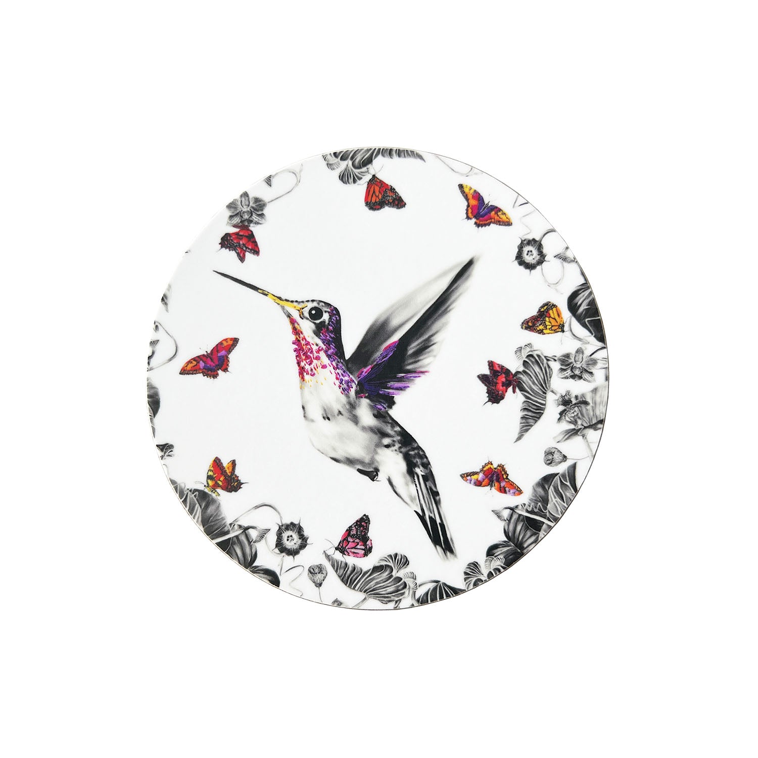 White hummingbird coaster.