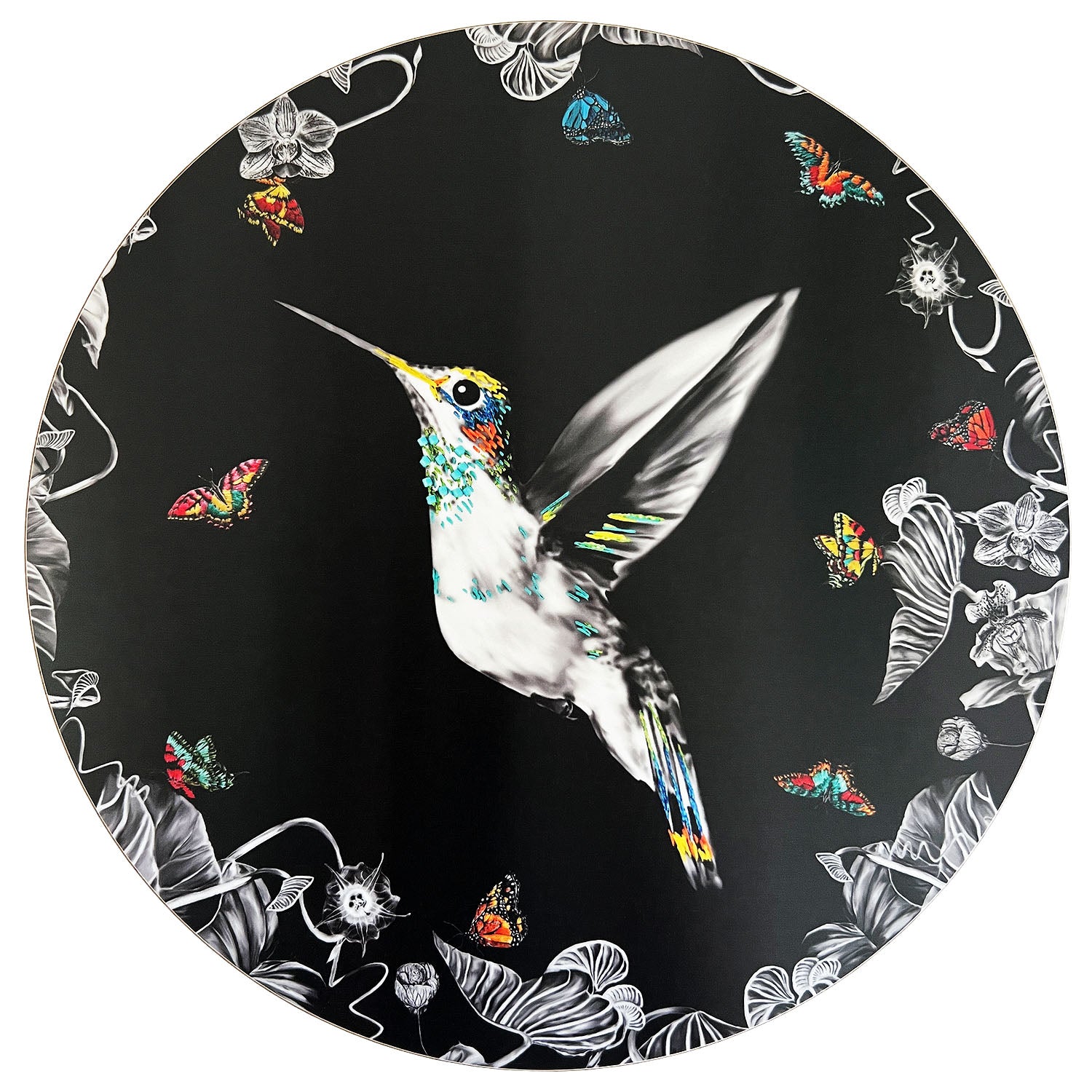 Black hummingbird placemat.